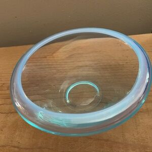 Vintage 1950s Fostoria Bowl Blue Opalescent Glass Seascape Mid-Century Modern
